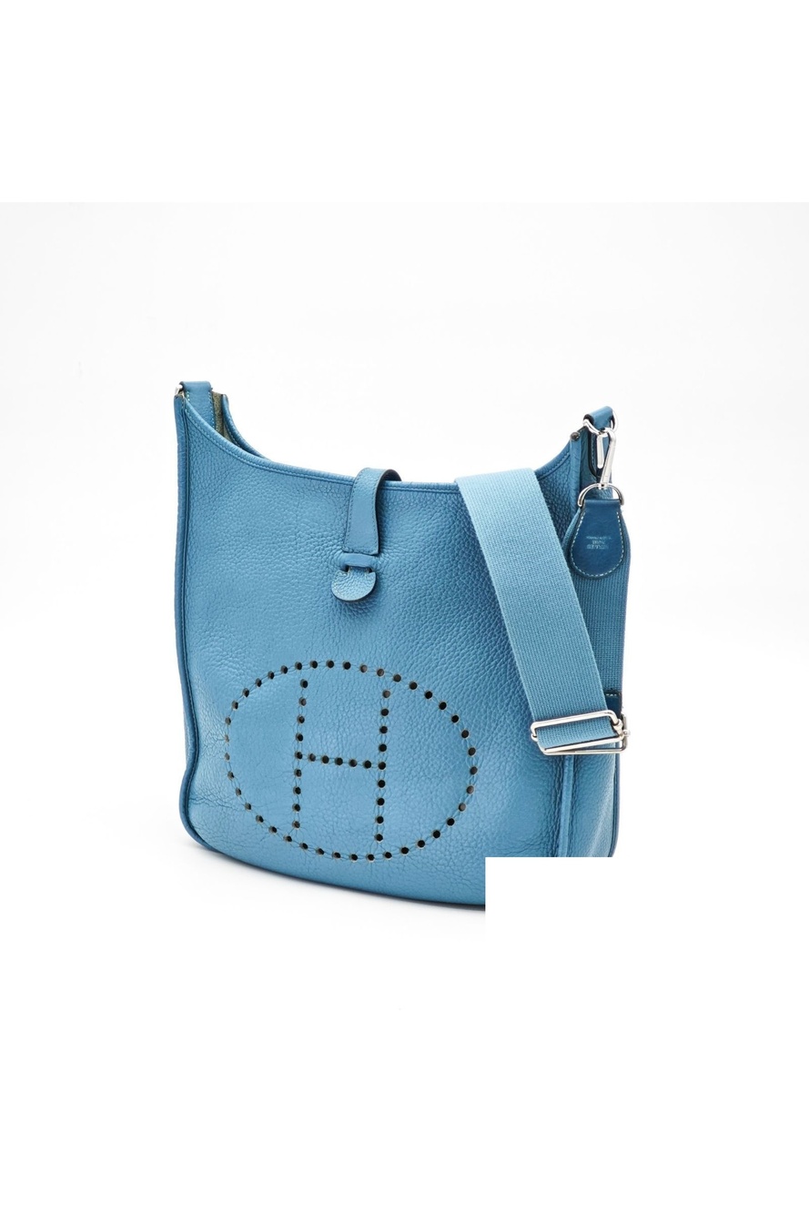 Hermes Evelyne 3 PM Shoulder Bag Blue Jean